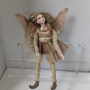 Vintage Winward Nature Fairy Fantasy Doll Orange Metallic Gold Wings Shoes Hair